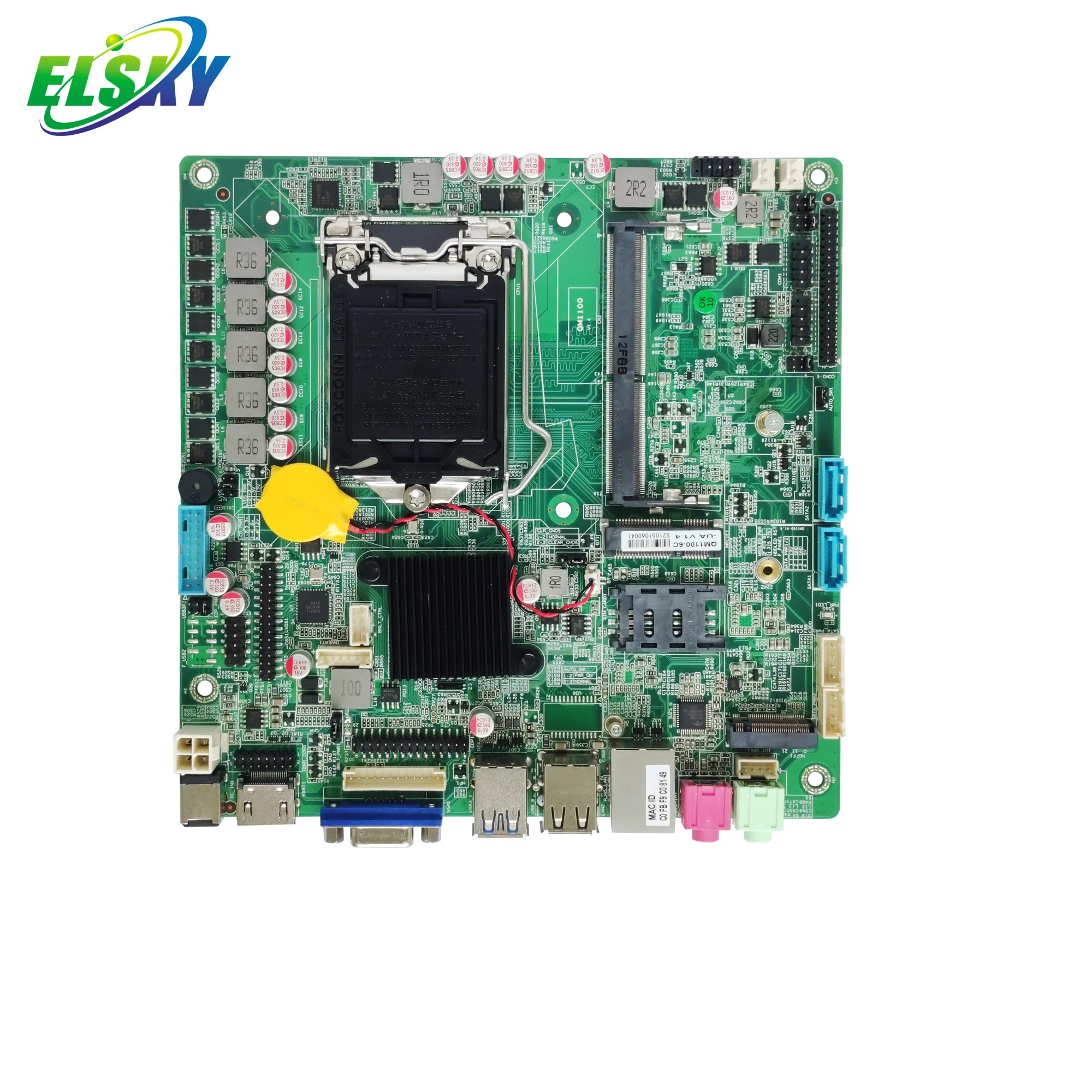 ELSKY Computer Motherboard Desktop Mini Board with CPU Skylake 6th Gen Core I7-6700 H110 LGA1151 M.2 QM1100