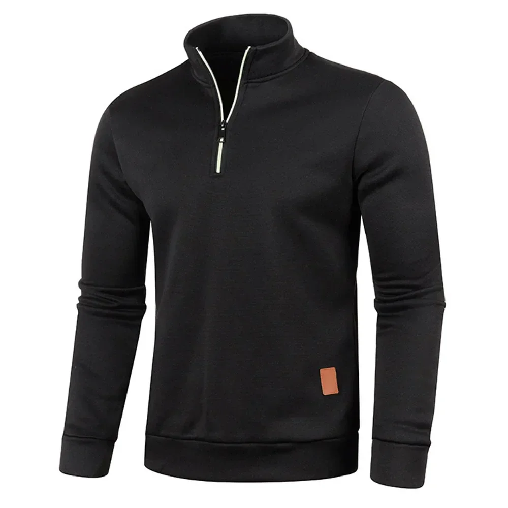 Men's Stand Collar Half Zipper Running Jackets Twist Knit Sports Pullover Male Autumn Thick Gym Fitness Sweatshirts Sportswear