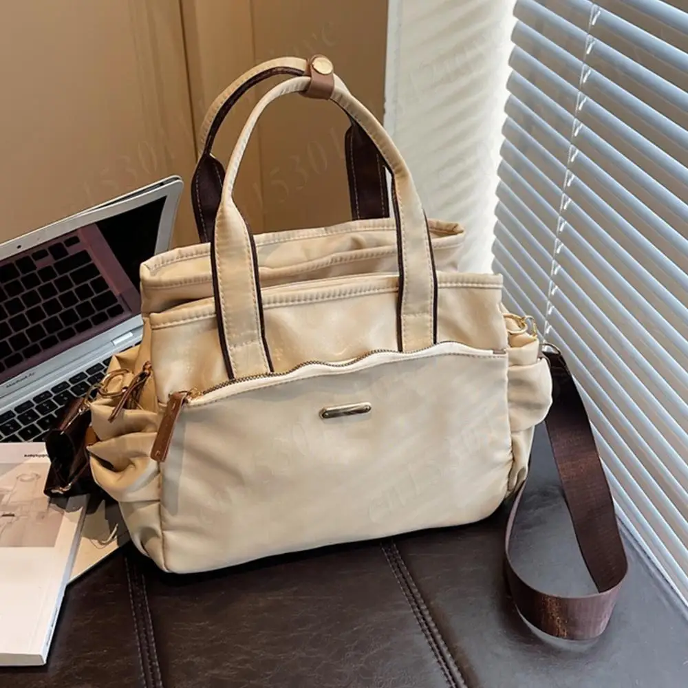 

Women Nylon Solid Color Shoulder Bag Multi-Layer Handbag Large Capacity Shoulder Bag Daily Top Handle Bags Casual Crossbody Bags