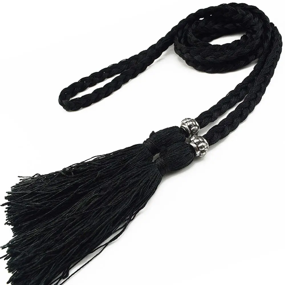 160cm Decorated Bow Tassle Dress Woven Rope Waist Rope Braided Belts Tassles Belts Waist Chain