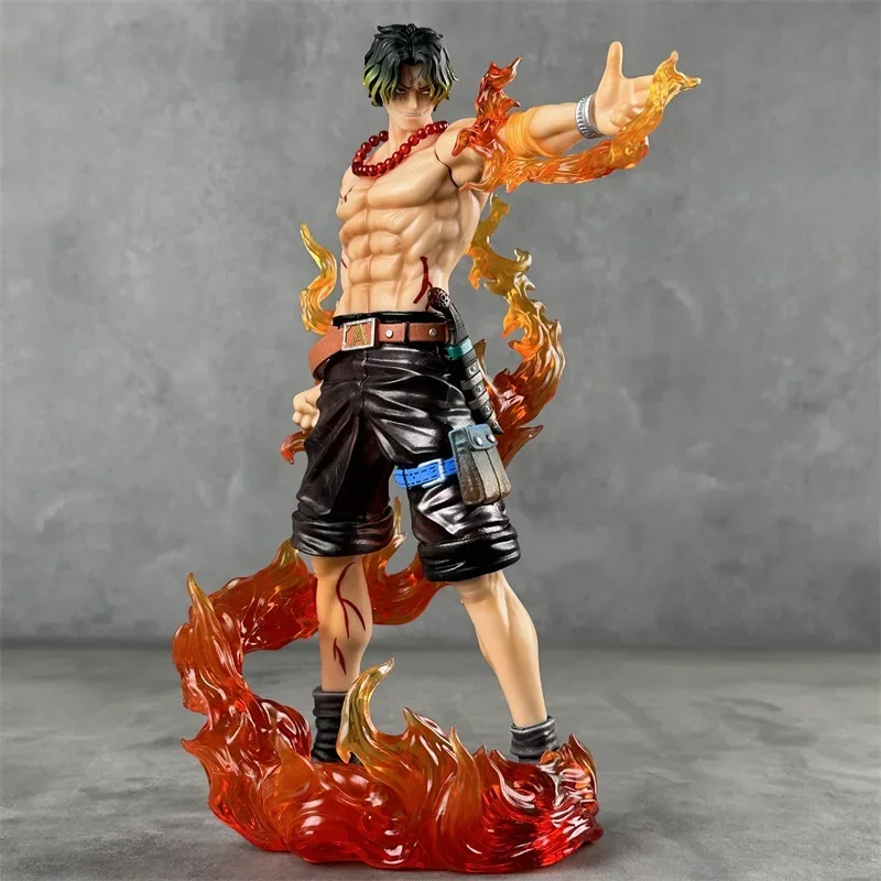 One Piece Gk Top Battle Flame Fingertip Portgas.D.Ace Standing Scene Handmade Model Decoration Toy Desktop Ornaments Anime