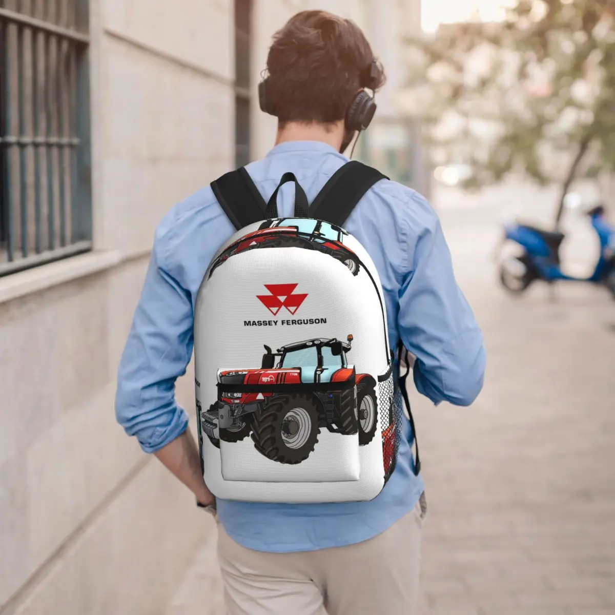Massey Ferguson Tractor Red Tractor Student Backpack School Bag Hiking Travel Daypack for Boys Girls Bookbag Shoulder Bags