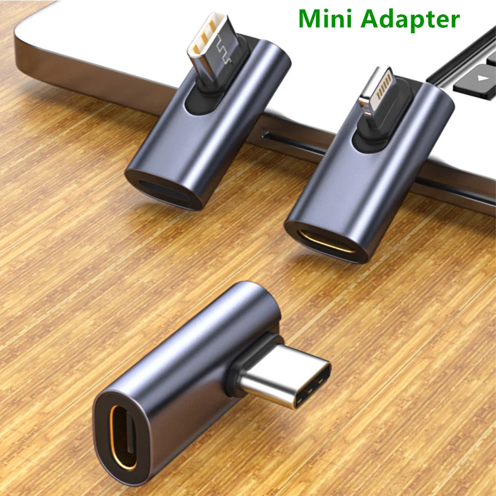 Elbow 8-Pin to USB Type C Adapter Connector Support Power Charger and Data Transfer Compatible for iPhone 13 12 Xiaomi Mobile