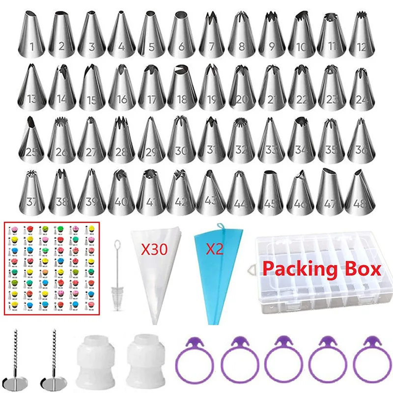 

92PCs Piping Nozzles Cake Decorating Piping Bags Ties Piping Nails Cake Decoration Accessories Cakecup Silicone Mold For Pastry