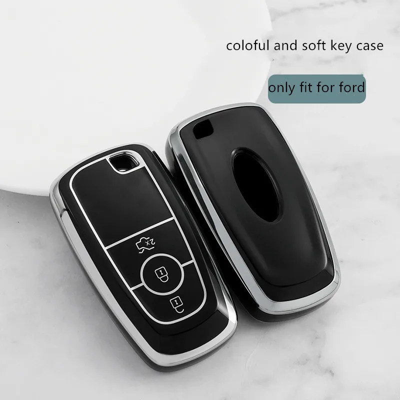 TPU Car Key Case Cover Shell for Ford F-150 F-250 F-350 2018 2017 Fusion Mustang Explorer Key Holder Auto Accessories