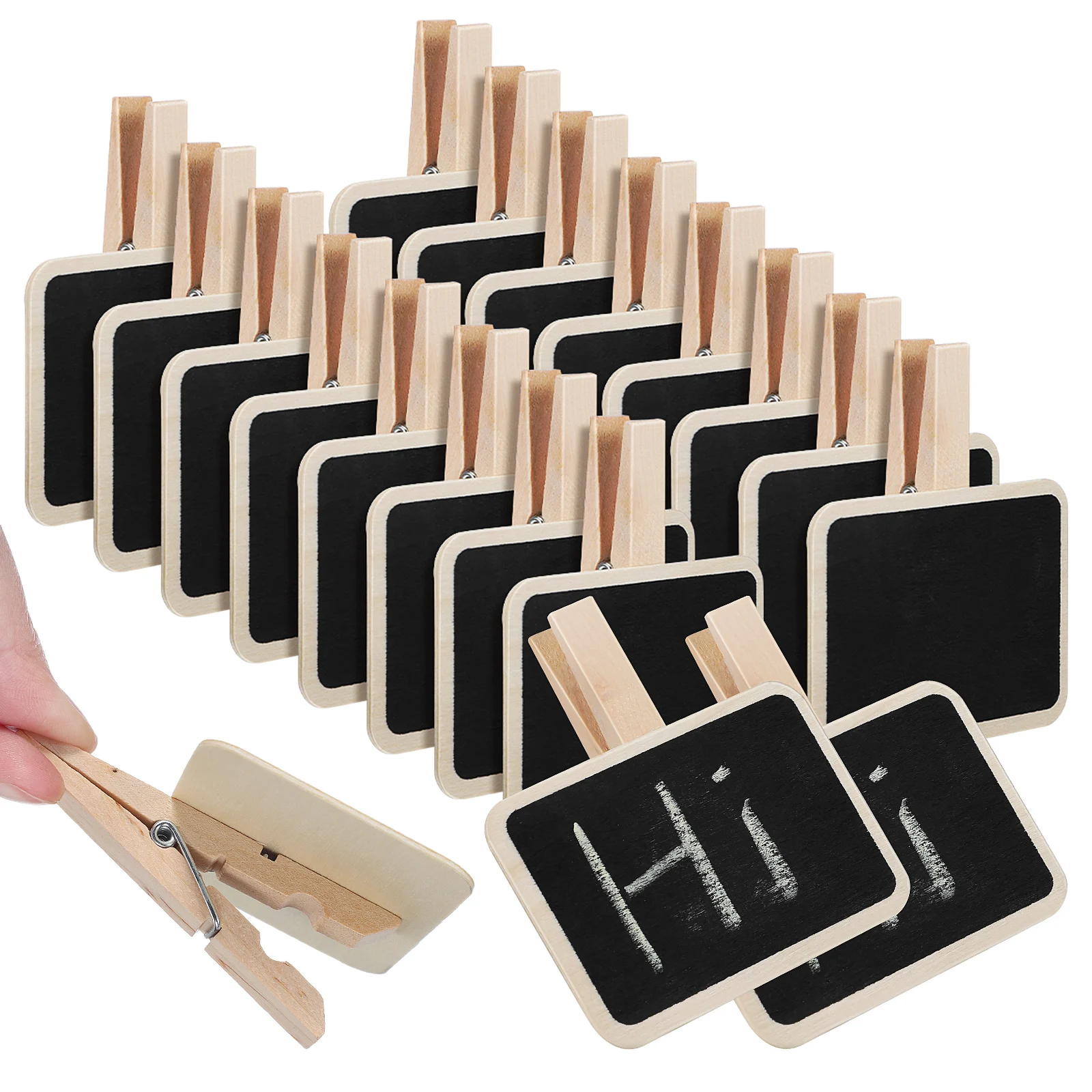 

20Pcs Mini Chalkboard Photo Clips Wooden Small Chalkboard Signs Food Labels Party Buffet Merchandise Tags Mini Clips for Photos