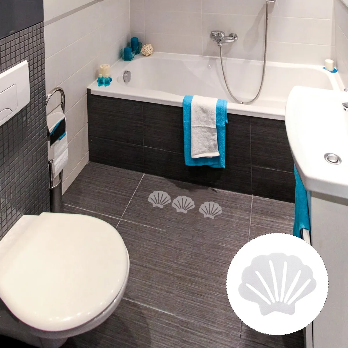 12Pcs Non Slip Antislip Stickers Shell Shape Bathroom Kitchen Toilet Safety Strips Prevent Slippery Surface Shower Pool