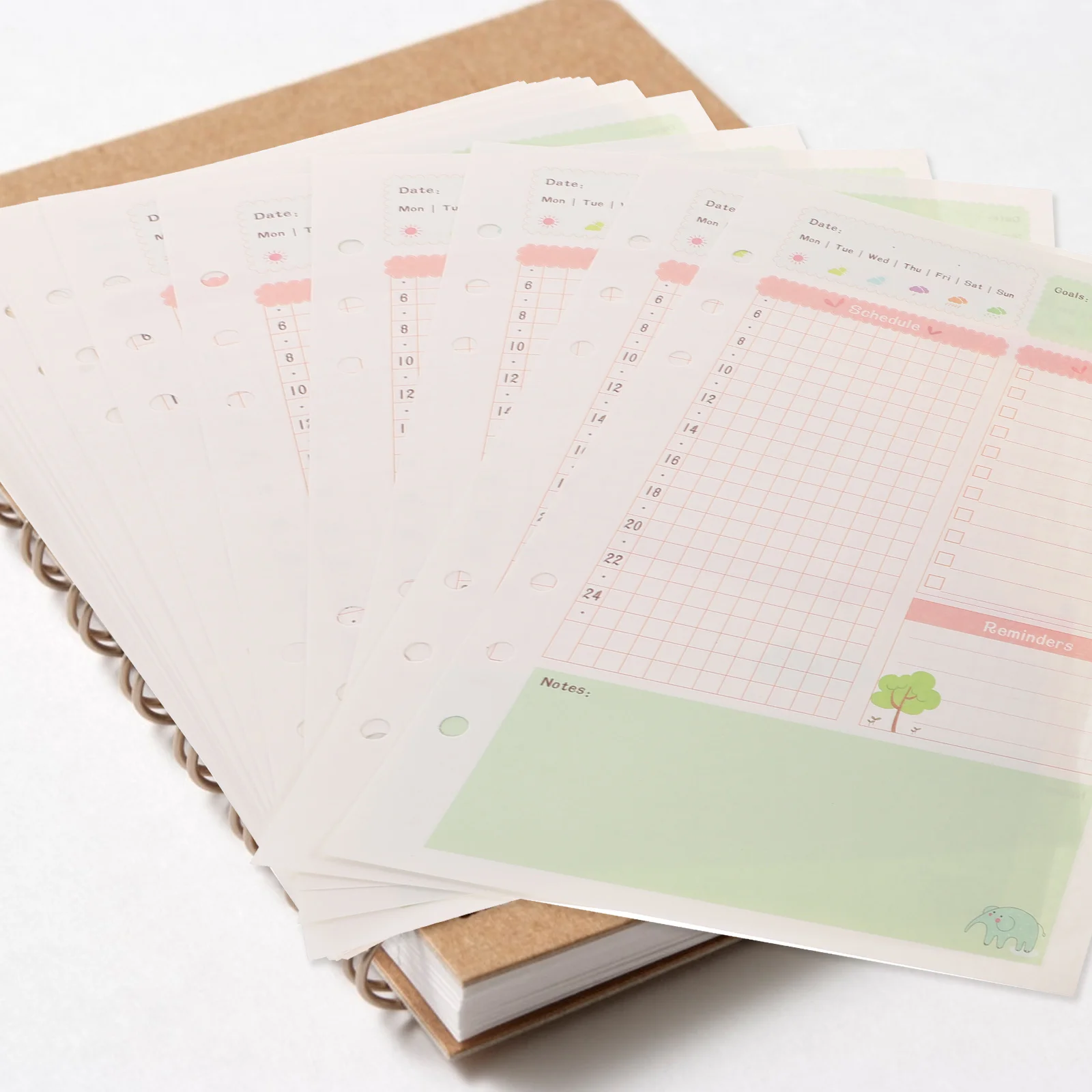 A5 กระดาษเติม Planner FILLER โน้ตบุ๊คเกลียวอุปกรณ์เสริมโน้ตบุ๊ค 6 หลุม