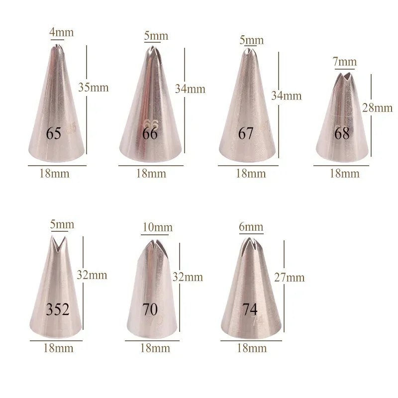 7pcs Different Styles Icing Piping Nozzles Leaf Leaves Stainless Steel Nozzles Set For Cake Tool Cupcake Pastry Tips Tools