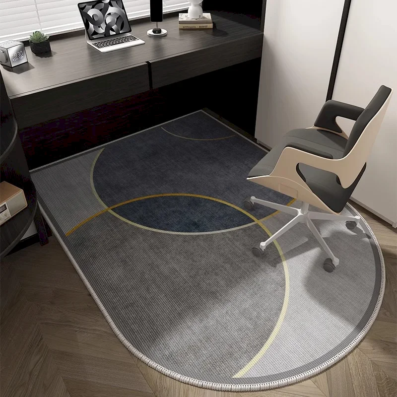VIKAMA Geometric Grey Lines Half Circle Carpet Anti Slip Noise Reduction Soft Floor Mat Minimalist Interior Decoration