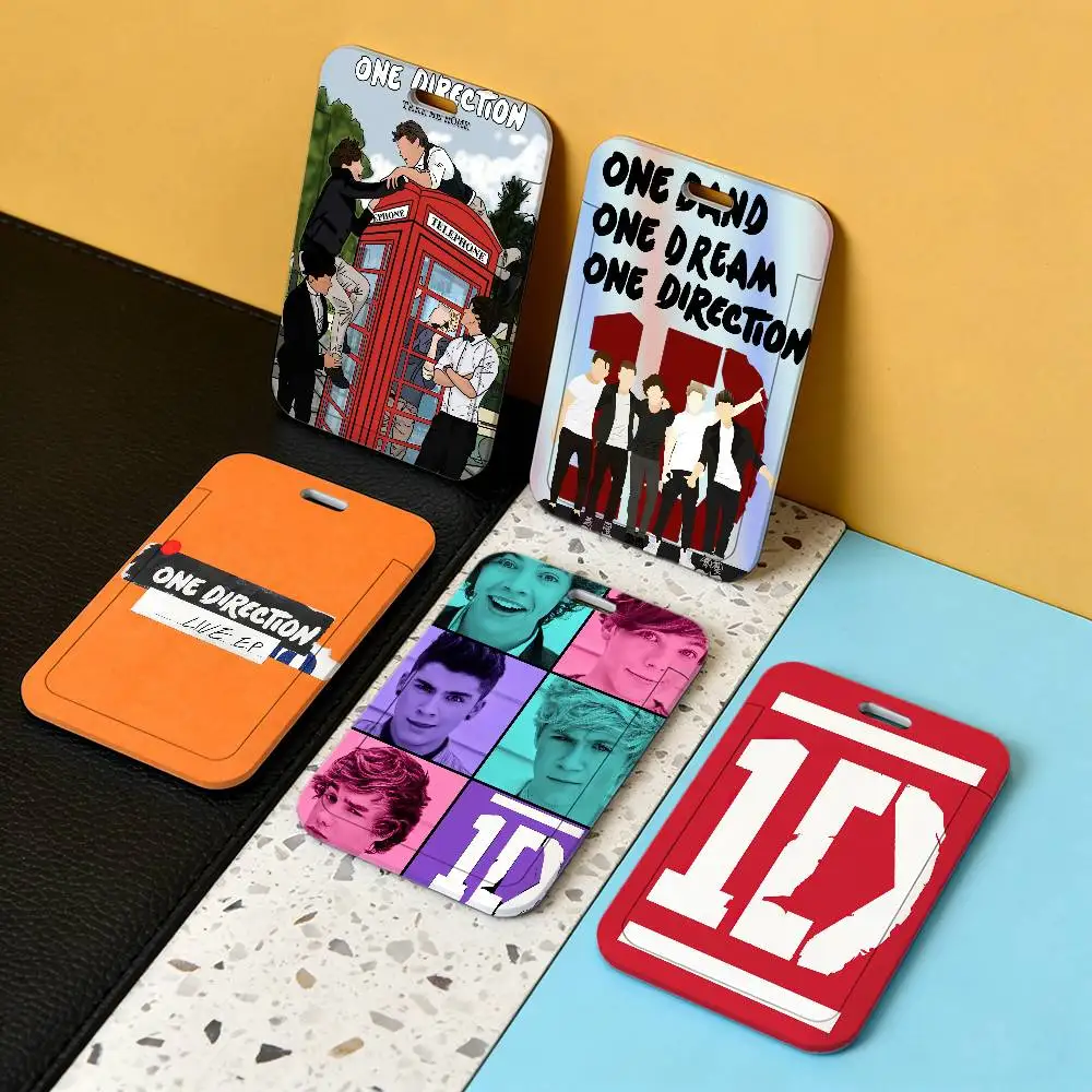 Pop band O-One D-Direction Lanyard Work ID Bag Bus Student Photo Card Holder Badge Employee Plastic Slide Cover