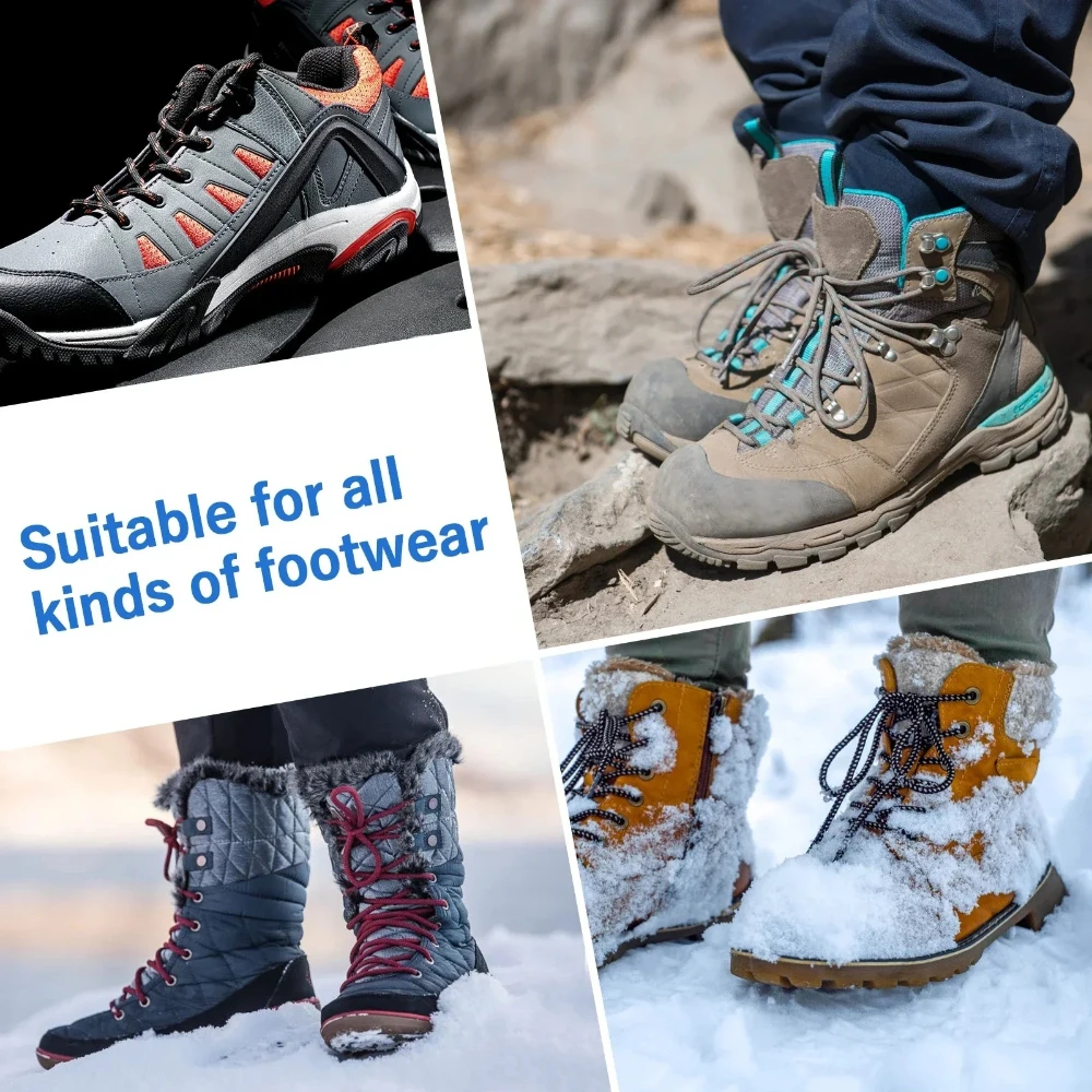 Winter Outdoor Non-slip Ice Crampons 8 Teeth Metal Chain Shoe Cleats Wearable Snow Grips for Climbing Hiking Snowfield Walking