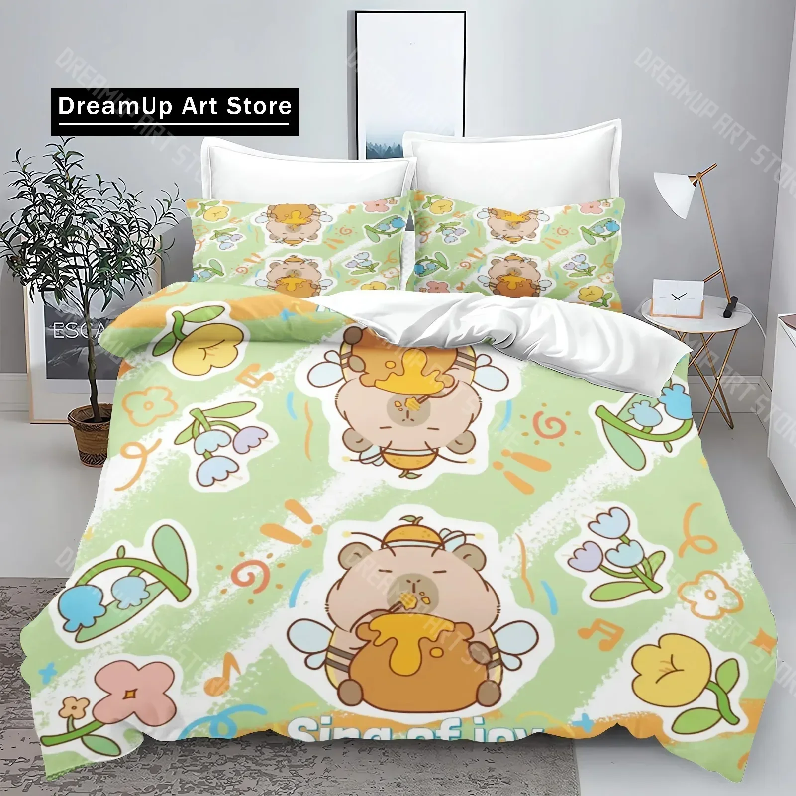 

Новый комплект постельного белья с принтом милых животных Капибары для мальчиков и девочек Twin Queen King Size, пододеяльник, наволочка, кровать для мальчиков и взрослых, подарки на день рождения