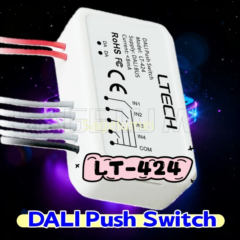 

LT-424 LTECH LED Switch For Strip Light DALI Push Switch 6 in 1 Function Dali bus Control Low Voltage Operation On/Off Switch