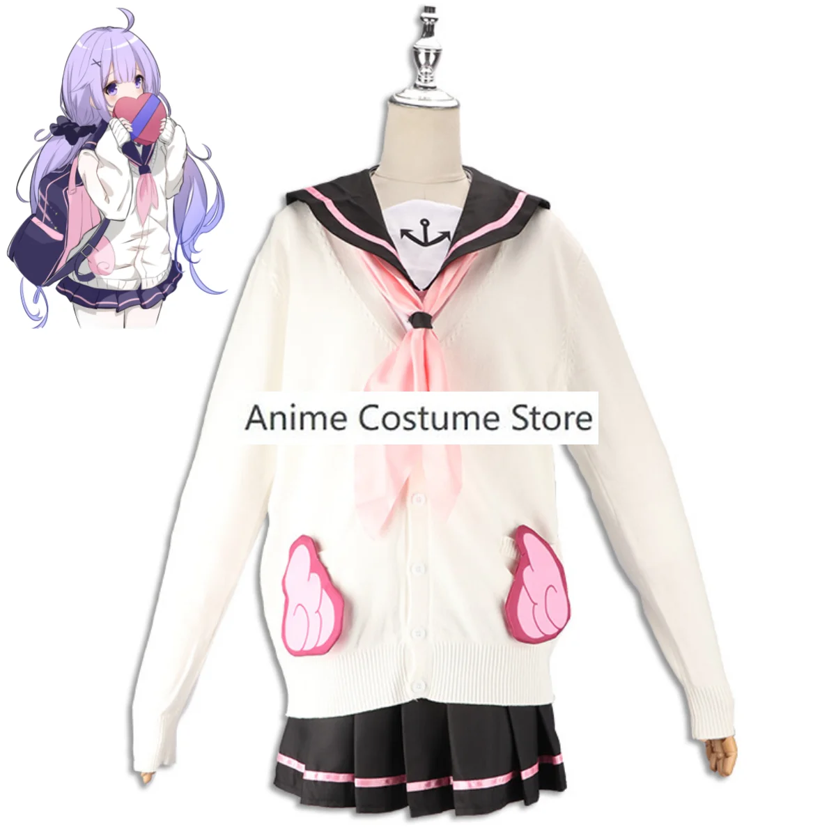 Game Azur Lane HMS Unicorn Cosplay Costume Knitwear Coat Japanese JK Uniform Skirt Wig Woman Sexy Kawaii Halloween Suit