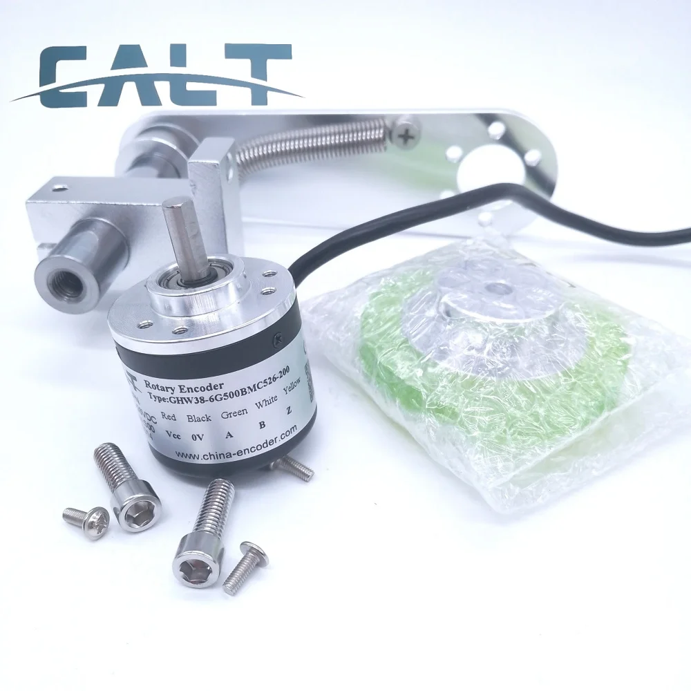 CALT GHW38-6G500BMC526-200 Encoder Wheel 200mm with Mounting Bracket for Conveyor Belt NPN Output 5-26V