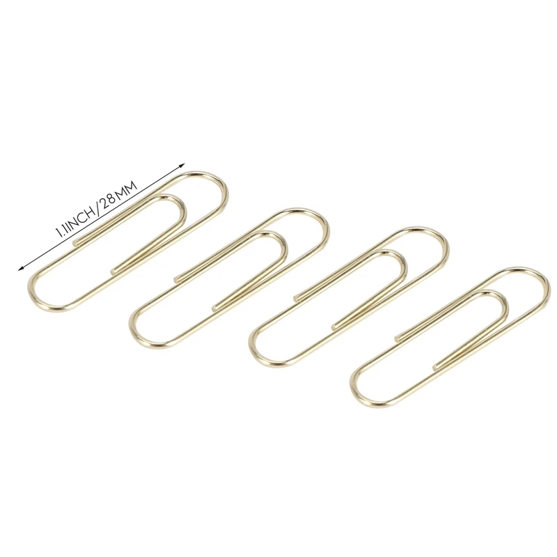 Gold Paper Clips In Elegant Magnetic Marble White Clip Holder, 28Mm, 100 Clips Per Box