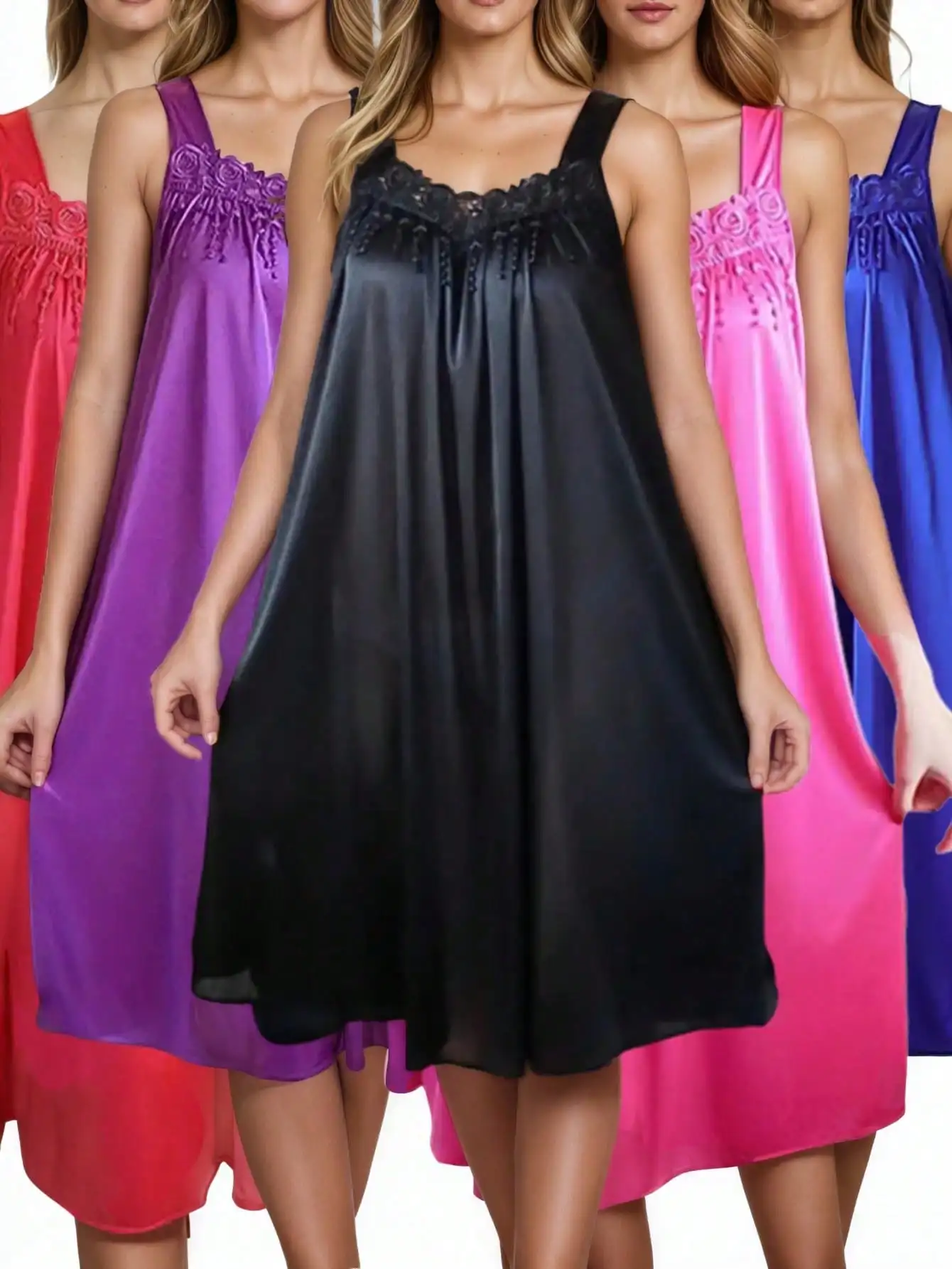 

Женская атласная ночная сорочка с кружевной отделкой, свободного кроя, на тонких бретелях, однотонное платье для сна на лето
