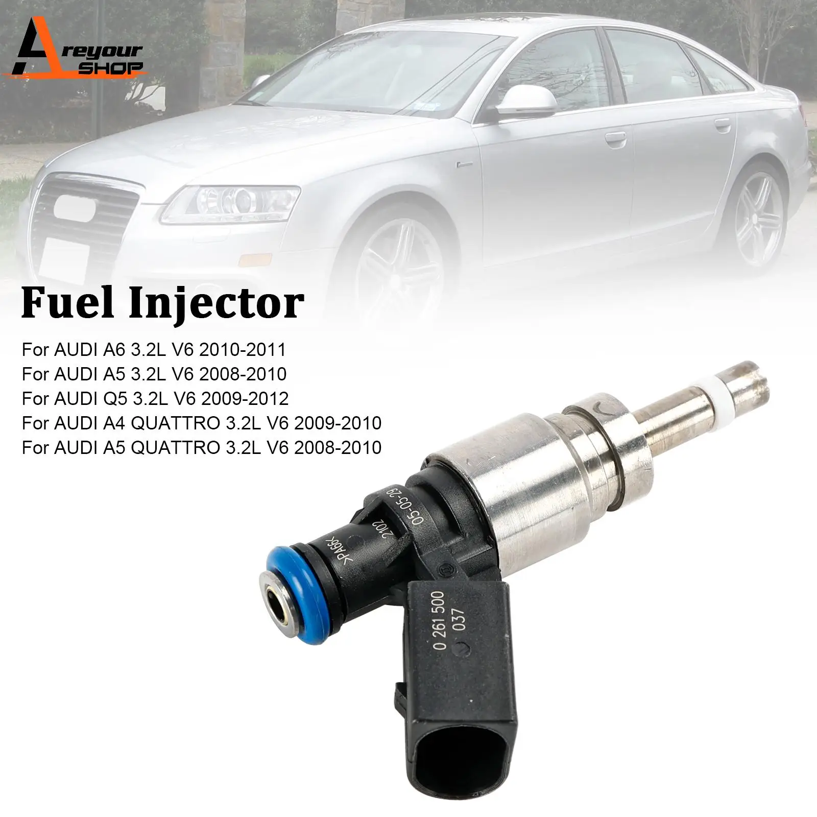 

Areyourshop 1PCS Fuel Injector 06E906036F Fit Audi Q5 A4 A5 A6 3.2L V6 2008 2009 2010 2011 0261500037