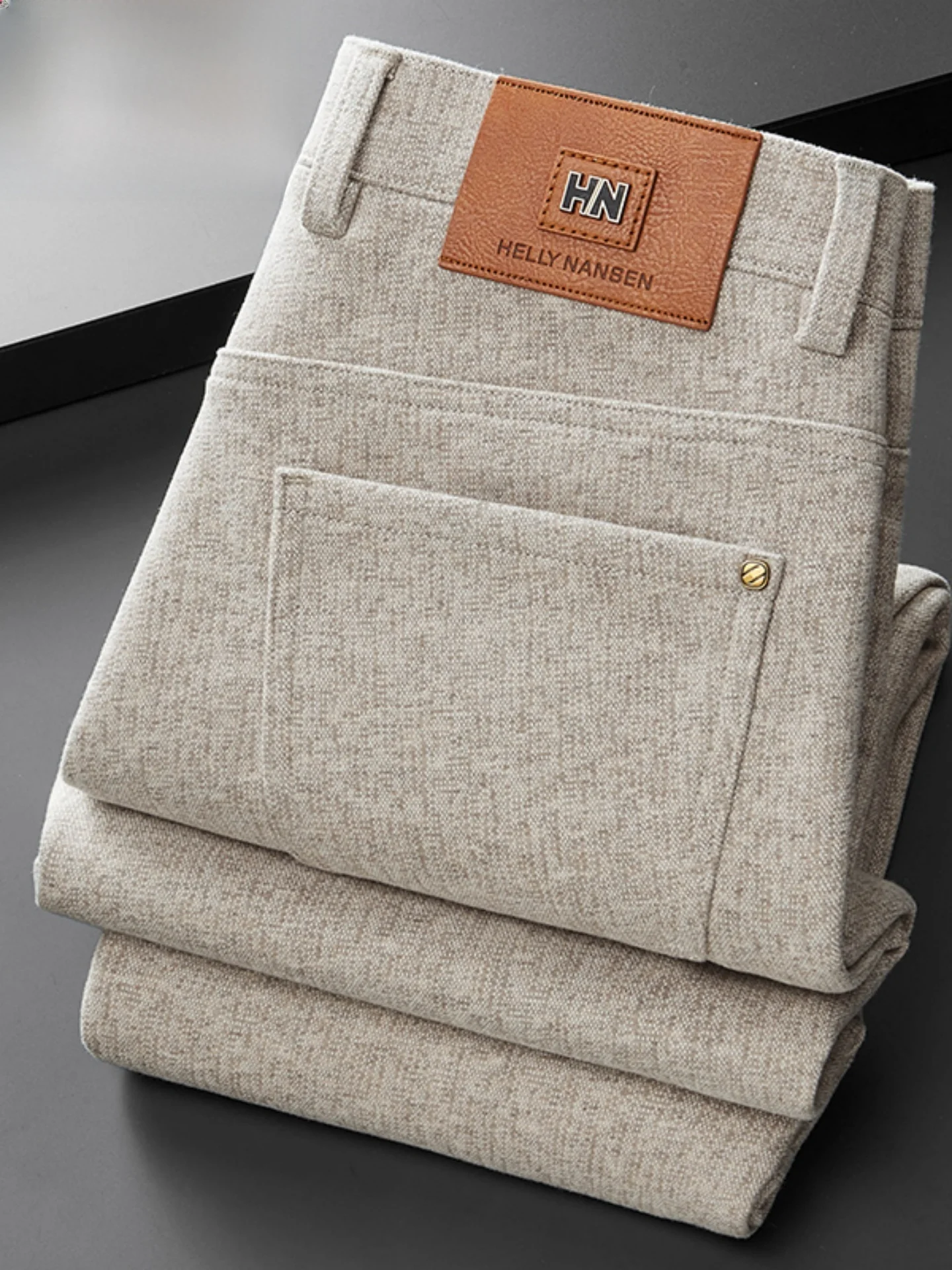 

High-End Men's Woolen Casual Pants Soft Elastic Straight Leg Busin Sle Autumn Winter New Arrival Lightweight Trousers