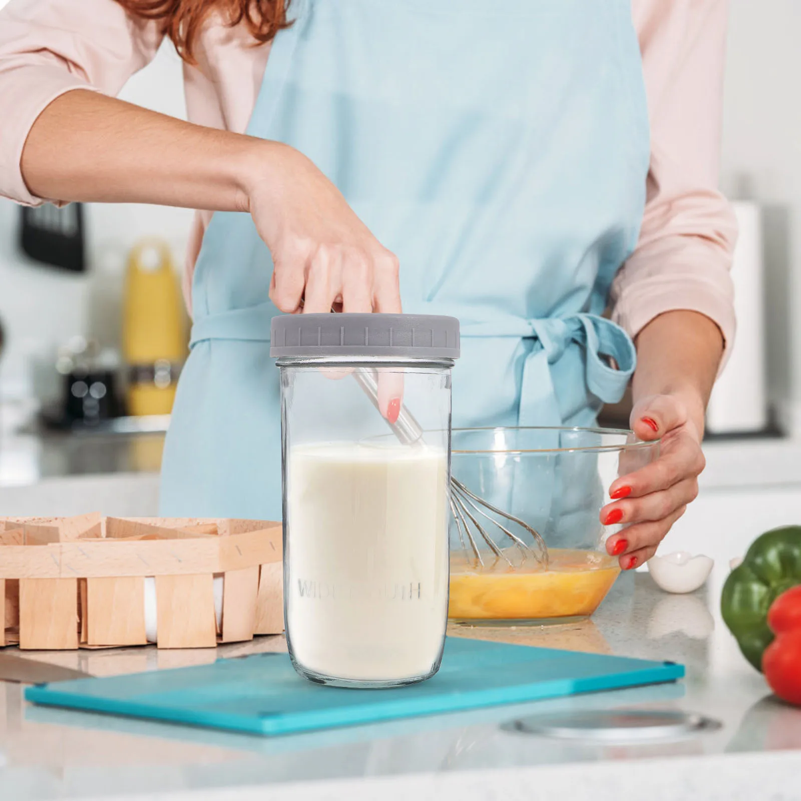 

1Set Airtight and Spoon Lightweight Convenient Kitchen Tableware Gift Overnight Oats Jar