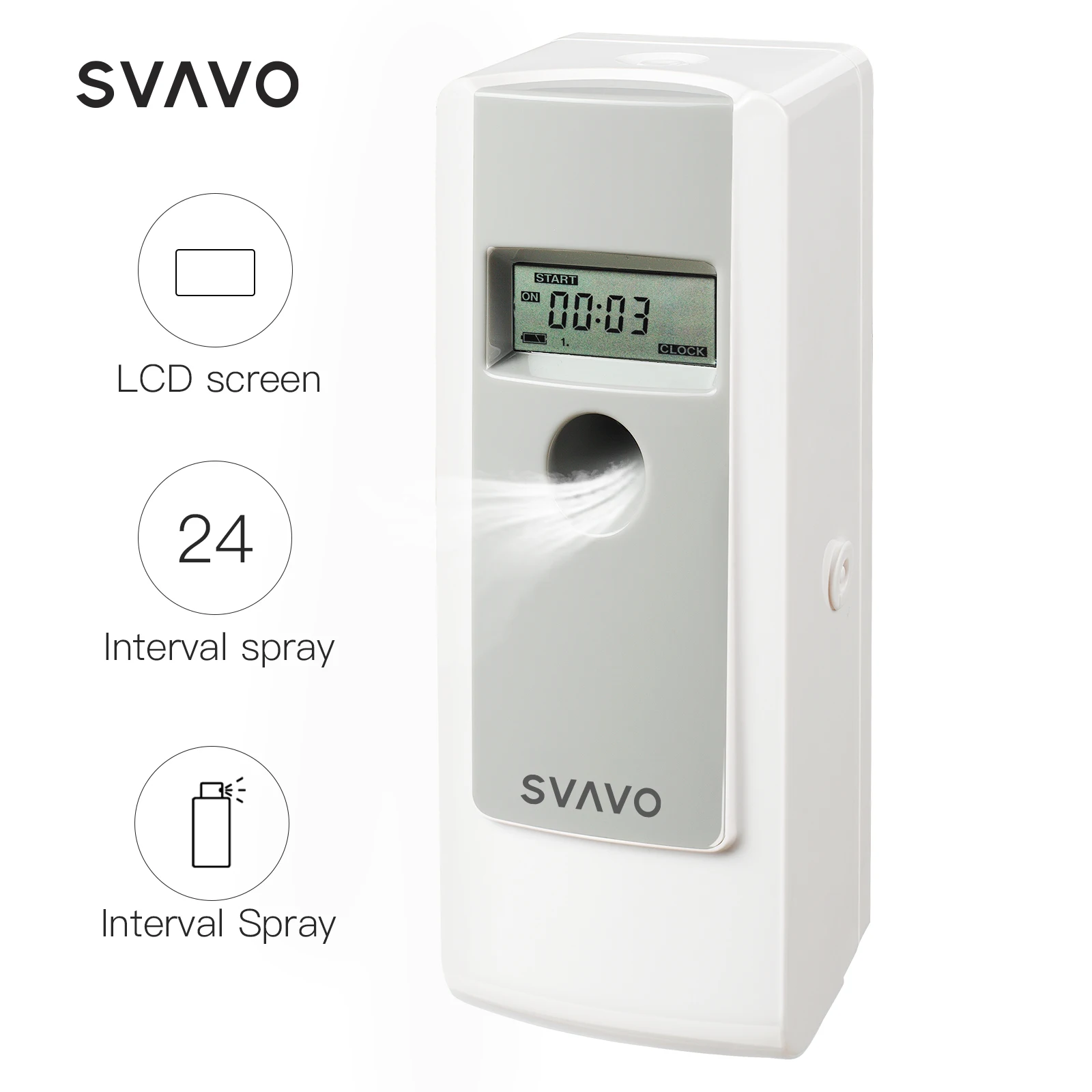 SVAVO Automatic Aerosol Dispenser Air Freshener for Home Room Toilet Wall Mounted LCD Fragrance Perfume Sprayer Machine VX485D