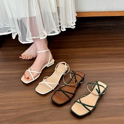 Women's Sandals Summer Footwear High Heels Luxury Designer Shoes Block Heel Low and Elegant Casual Medium Dresses on Offer Black