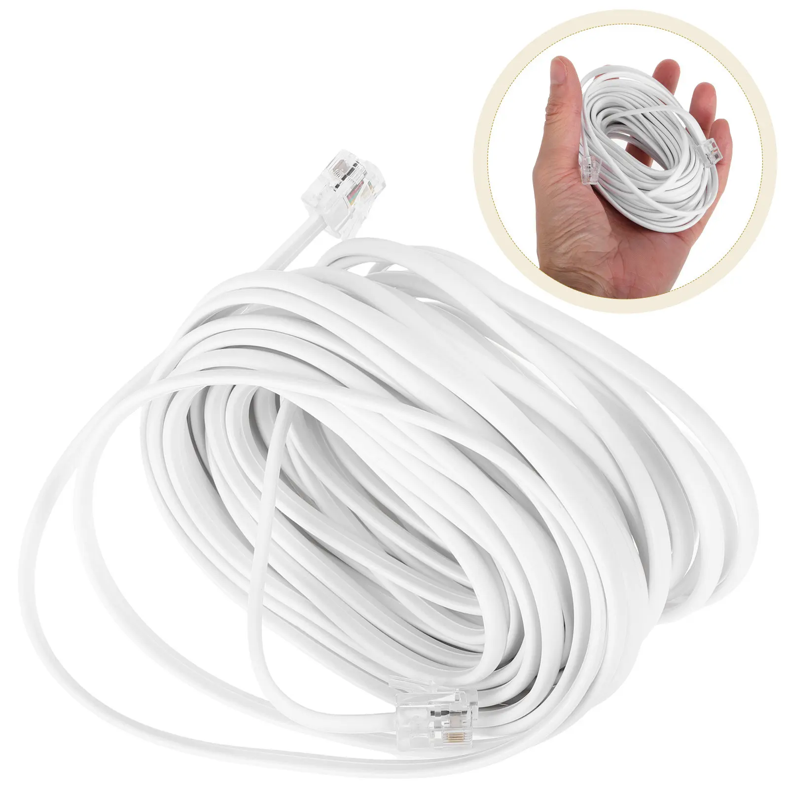 25Ft Phone Cord for Landline Telephone Rj11 Rj14 6p4c Connector Extension Cable Stable Transmission Flexible Placement Home