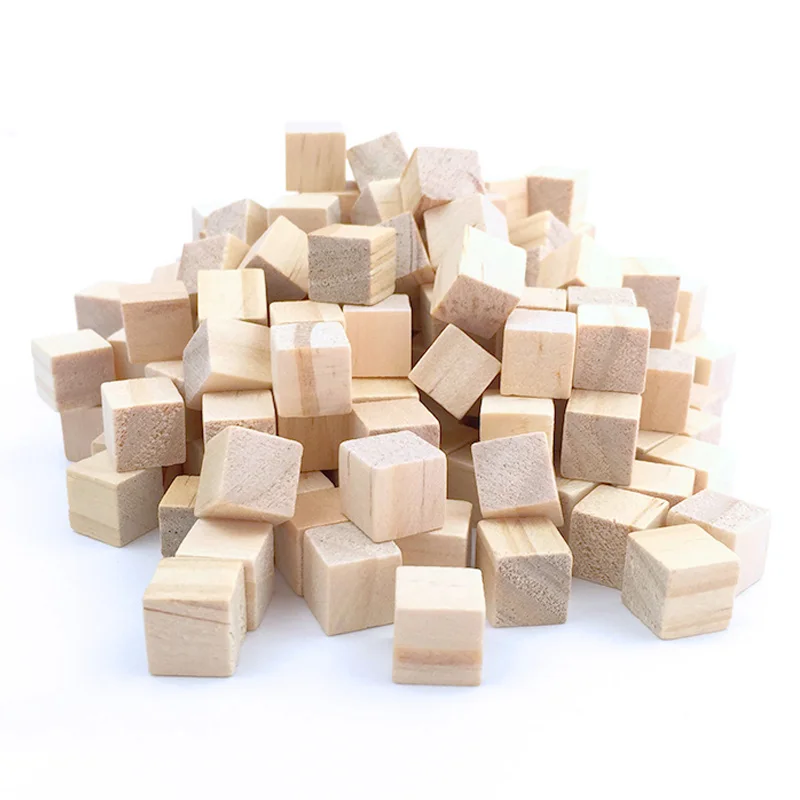 1-100pcs Wooden Square Blocks 0.8/1/1.5/2/2.5/3/3.5/4/5/6/8cm Wood Solid Cube for Woodwork Craft Kids Toy Puzzle Making Material