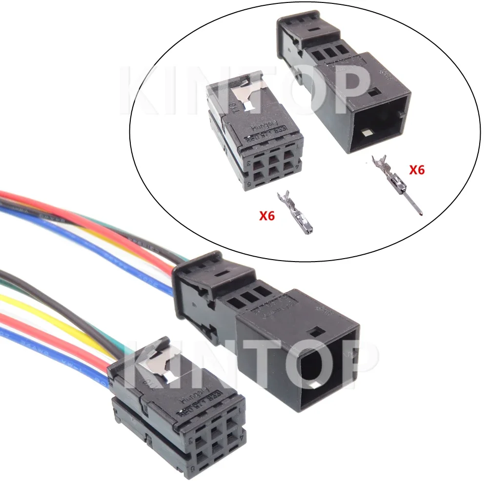 1 Set 6 Pin 1418784-1 8E0971833 8E0971834 8E0971833 8E0971834 Car Anti-glare Rearview Mirror Socket Auto AC Assembly Connectors