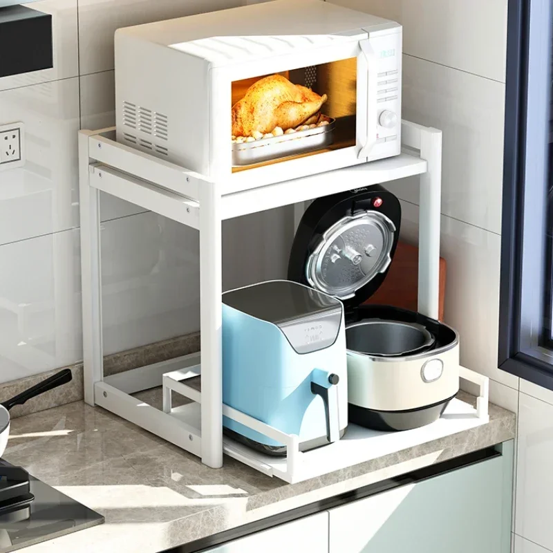 

Kitchen Microwave Storage Rack Household Table Pull-out Multi-Functional Rice Cooker Storage Air Fryer Storage Rack