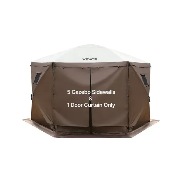 

Боковая стенка для уличного навеса 5.67x4.85 футов, водонепроницаемая, с защитой от солнца, с дверью на молнии и двумя окнами