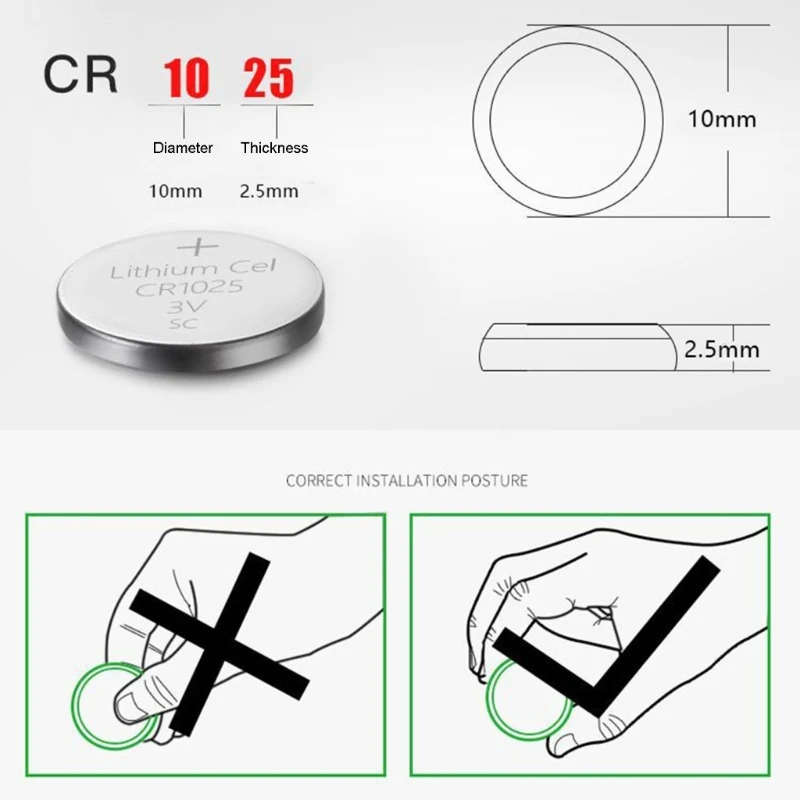 5pcs CR1025 Batteries Button Cell Battery for Car Key Long lasting Power for Watches and Key Fob Long lasting Power