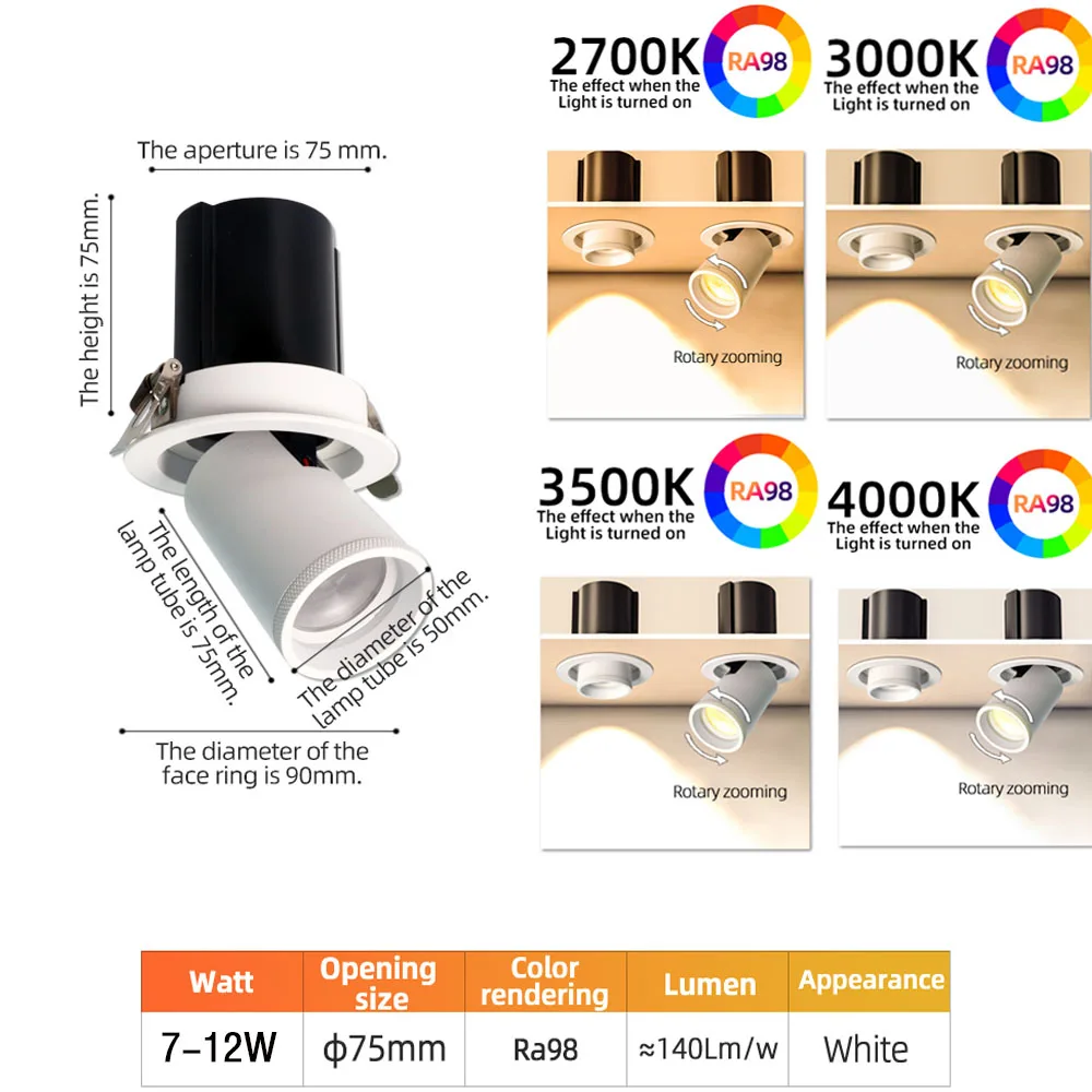 

Focusing LED Spotlight 110V 220V 7W 10W 12W Zoom Spotlights Warm Light Neutral light Room Mural Restaurant lighting Picture Art