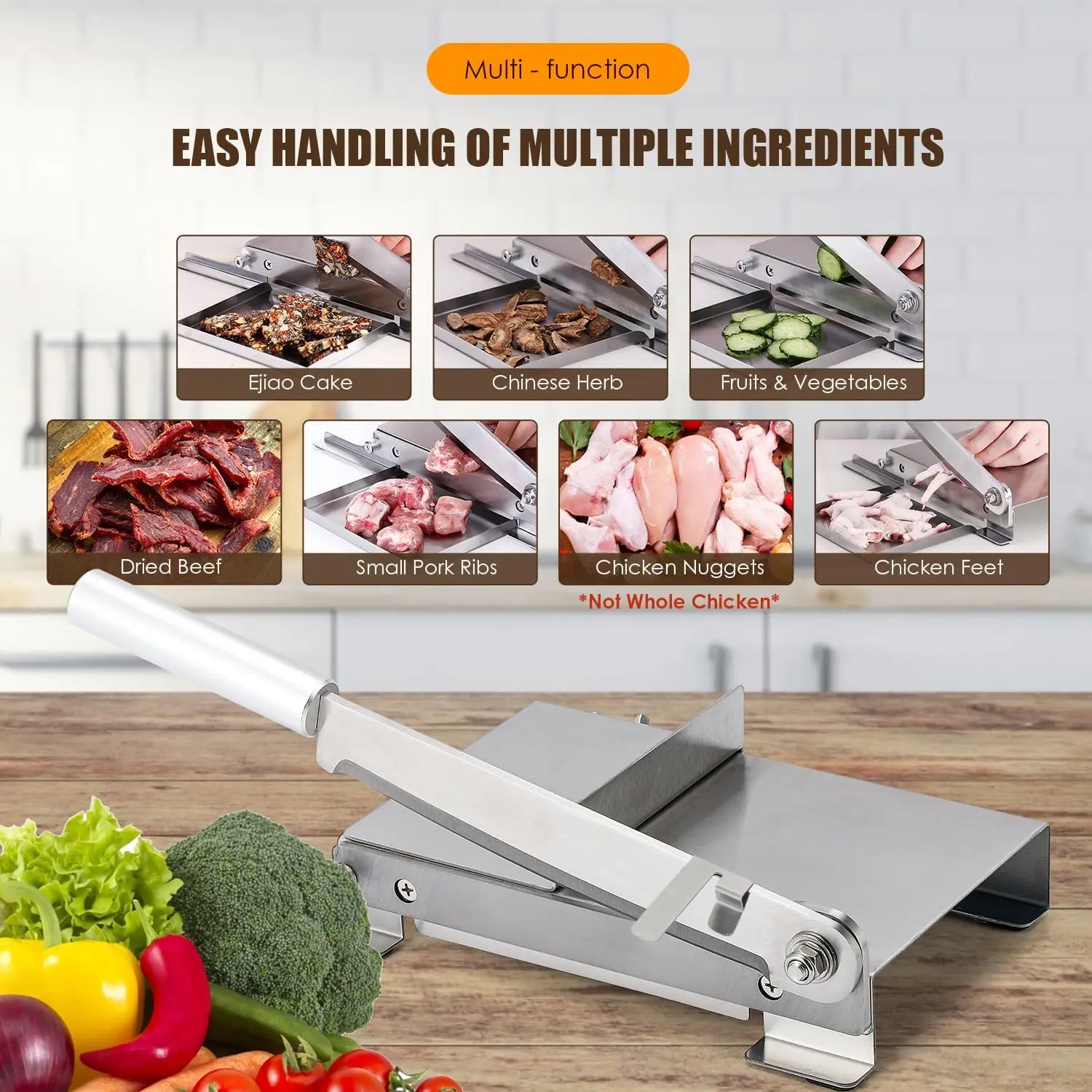 Manual Ribs Meat Slicer Household Stainless Steel Small Bone Cutting Slicing Machine Chicken Lamb Chops Ribs Herb Pastry Cutter