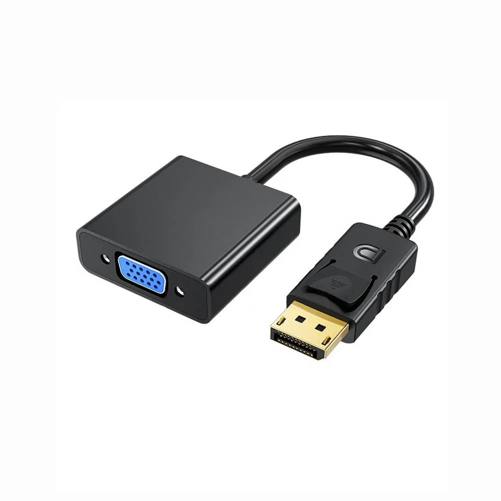 Cabo adaptador dp para vga 1080p, macho para vga conversor feminino para projetor, tv, hd, laptop