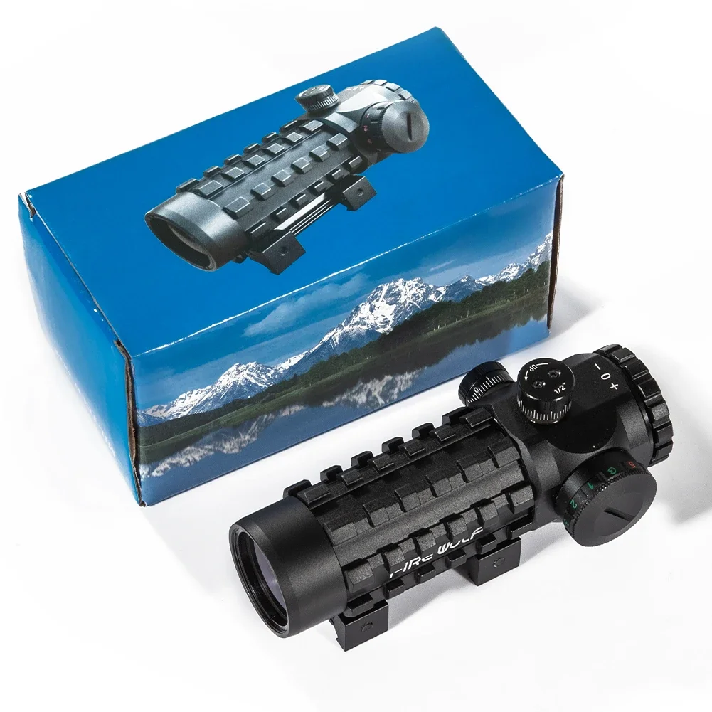 High-quality Fire Wolf 3x28 telescope, 11/20mm adjustable rail tactical optical sight, with red and green dot