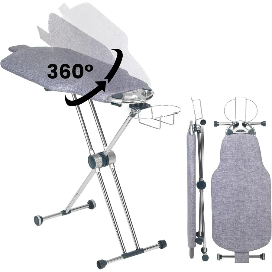 

Dual-Sided Iron Board - Torso-Shaped Ironing Board Full Size with 8-Level Adjustable Height, Rotatable & Detachable Iron Holder,