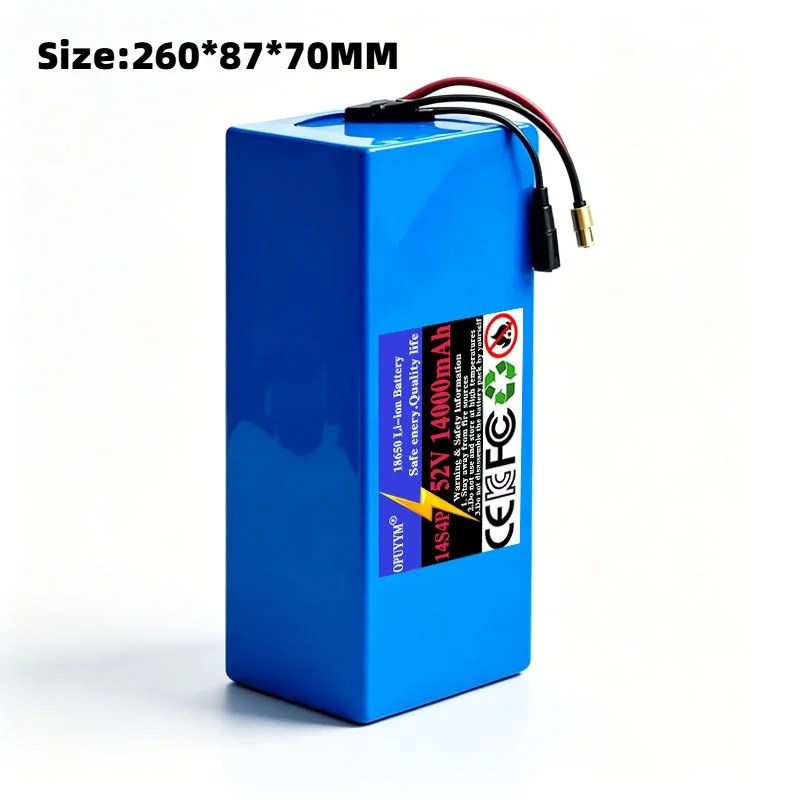 14S4P 52V 14000mAh High Capacity 18650 Lithium Battery 1500W with BMS for Balance Car, Bike, Scooter, Tricycle + 58.8V Charger