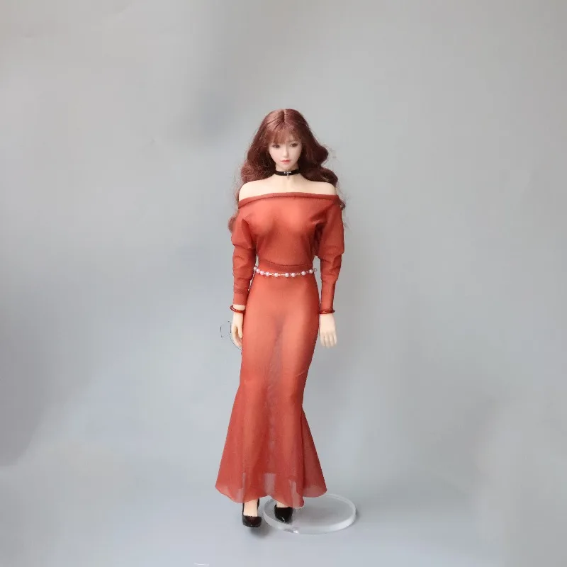 1/6 Scale Ultra-thin Ice Silk Elasticity Yoga Tight Fitting T Long Skirt Clothes Model for 12'' Action Figures Body Dolls Gift