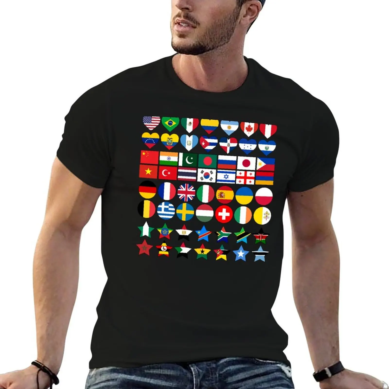 Flags of Countries of the Worlds in Geometric Shapes T-Shirt anime t shirts for man t shirt personalised T-Shirt