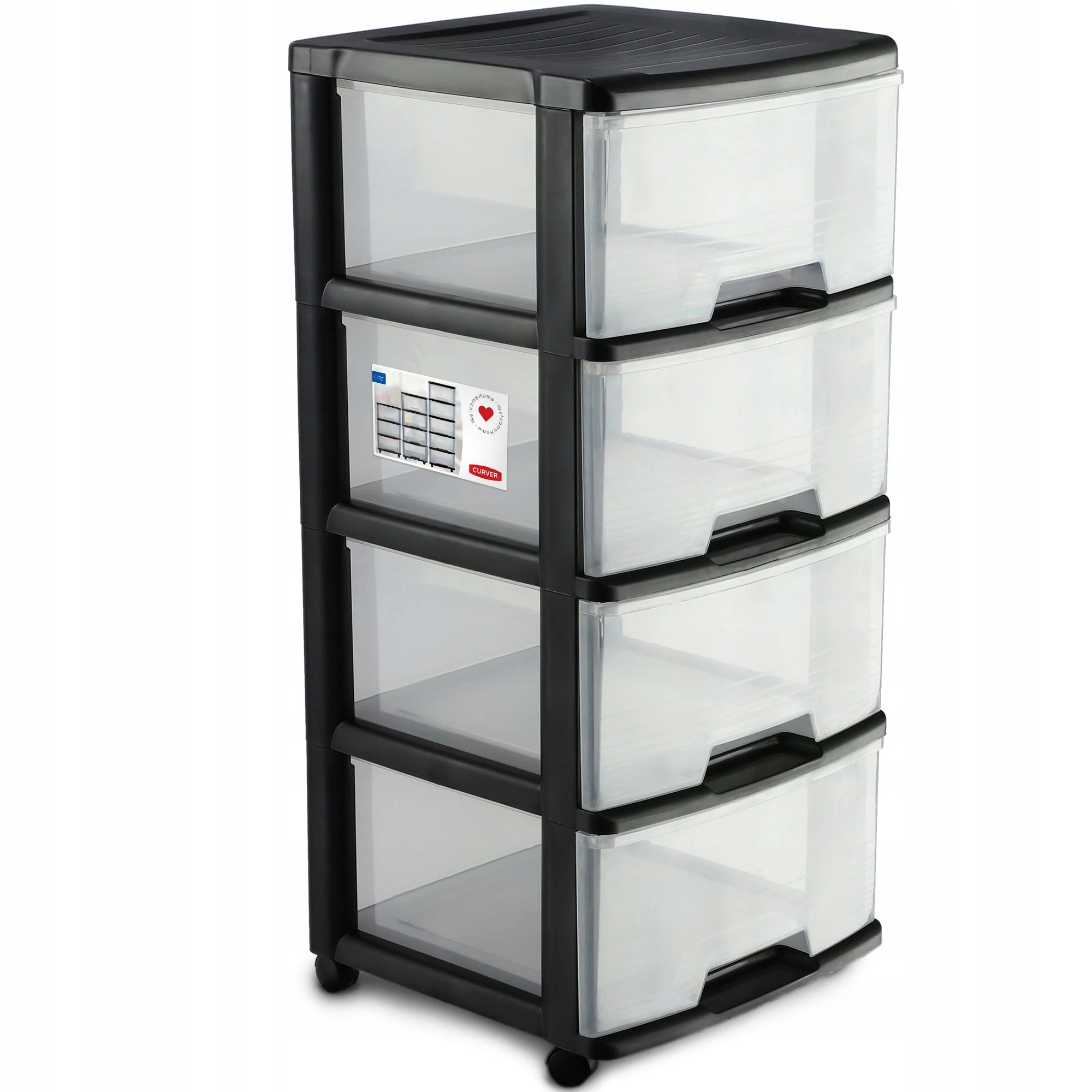 CURVER Regal auf Rollen, Schrank, 4 Schubladen, 20 l