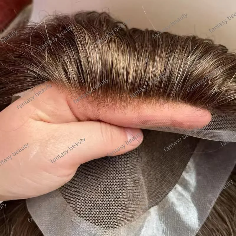 

Мужской парик, тонкая моно и основа из искусственной кожи, 100% человеческие волосы, каштановый протез для волос, мужской прочный натуральный протез для волос, натуральные волосы, 100% человеческие волосы