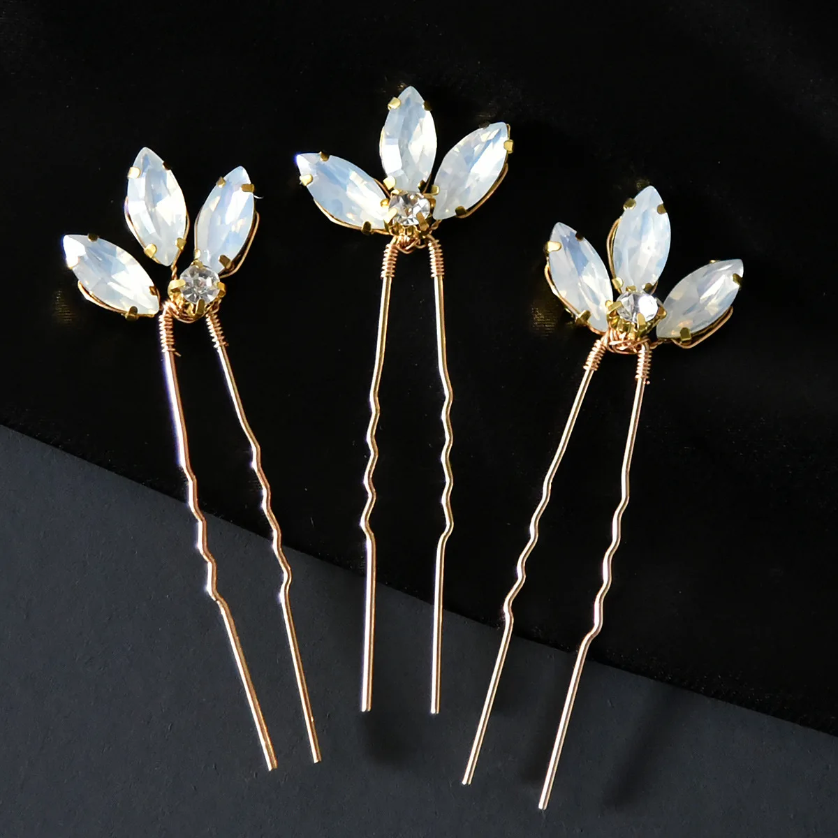 3Pcs Bridal Tiaras U-shaped Hairpin Forks For Women Crystal Silver Color Hair Clips Girls Side Pins Crowns Wedding Hair Jewelry