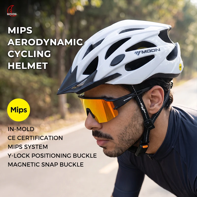 MOON Casque de Vélo Adulte avec MIPS - Certifié CE et CPSC - Pour VTT et Route - Doublure Amovible et Ventilation - Léger et Confortable - Matériau