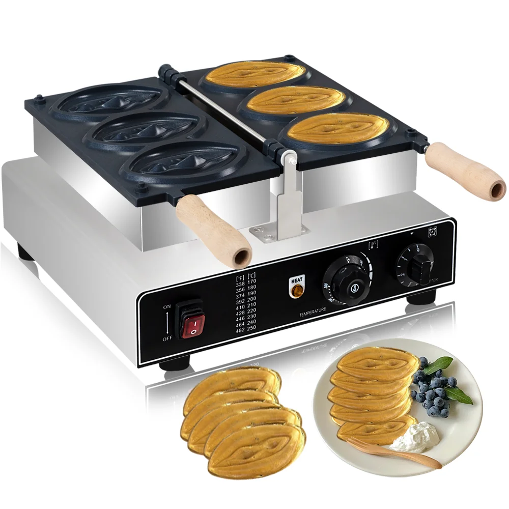 220VCommercial Snack Food Baker 3 Pcs Women Pussy Waffle Maker stainless steel waffle machine view 3