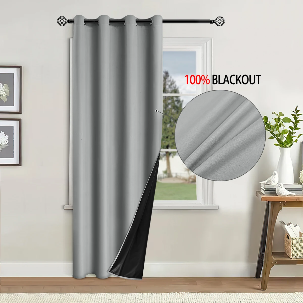 1pc Blackout Curtains with Coated Insulated Lining, Ideal for Living Room, Bedroom, Kitchen, Bathroom, Home Decor, Room Decor