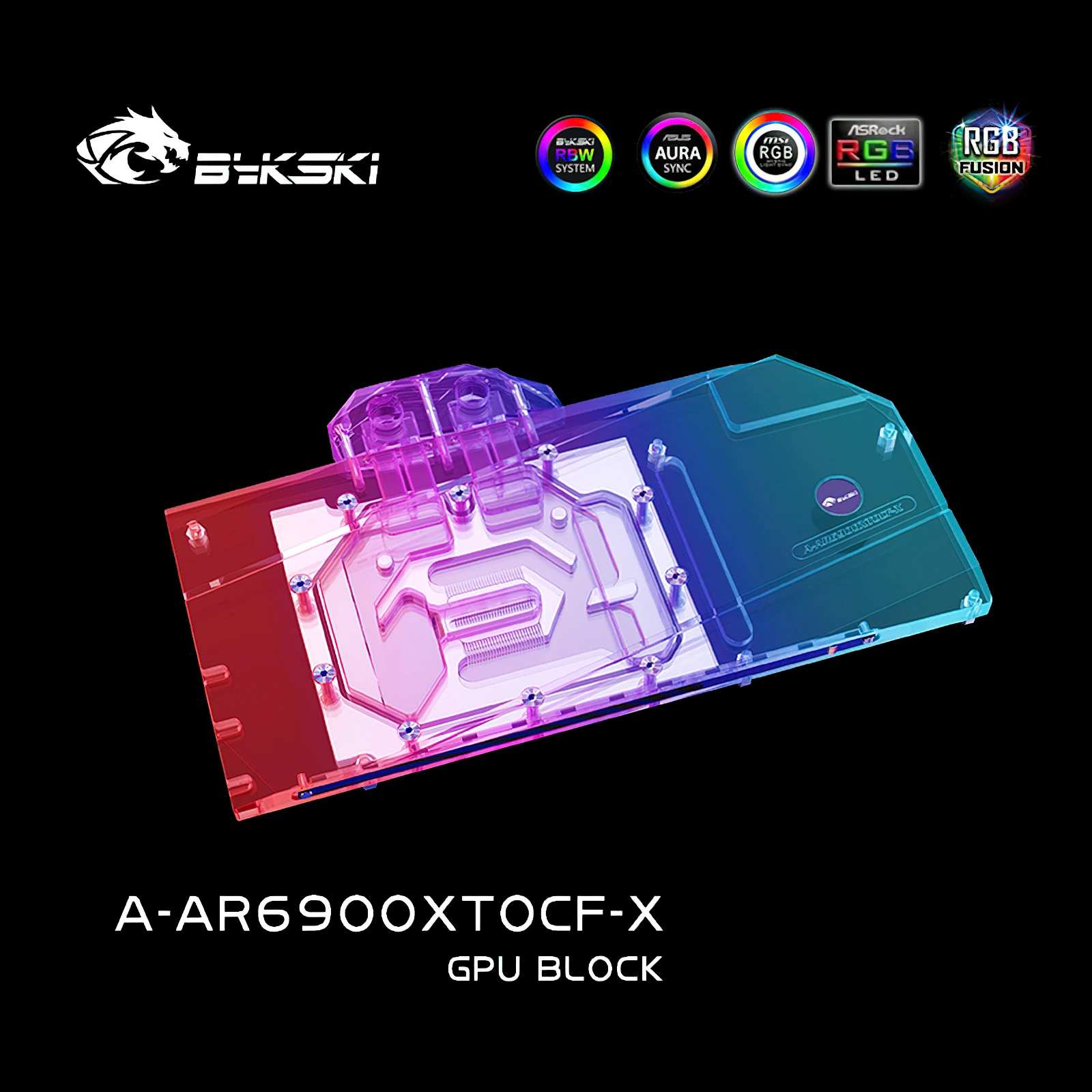Bykski GPU-Wasserkühlungs-RGB-Block mit Rückplatte für ASROCK 6900XT OC Formula A-AR6900XTOCF-X