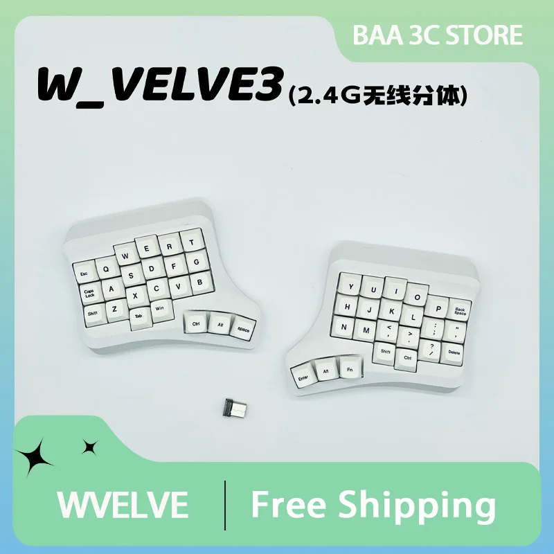 

WVELVE Wireless Split Mechanical Keyboard 2.4G Ergonomic 46 Key HotSwap Cambered Split Support VIAL Keyboard Kit Custom PC Gamer