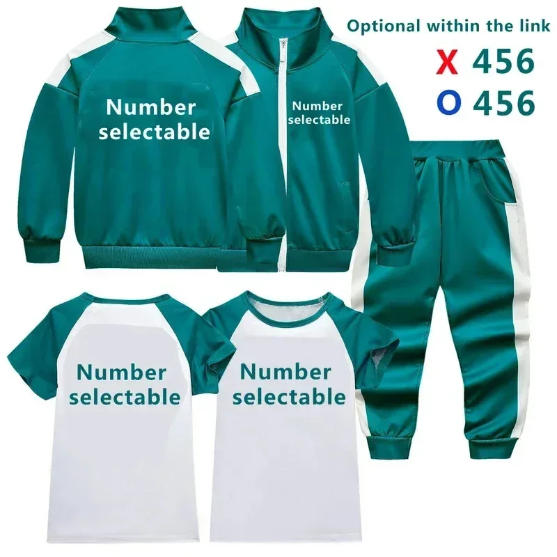 

Red Kids Tracksuit Two-Piece Set Contestant Costume-Korean Survival Game Player 456 Cosplay Costume for Halloween &Theme Parties